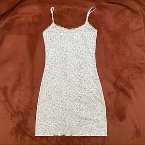 White Lace Trim Blue Heart Flower Dress